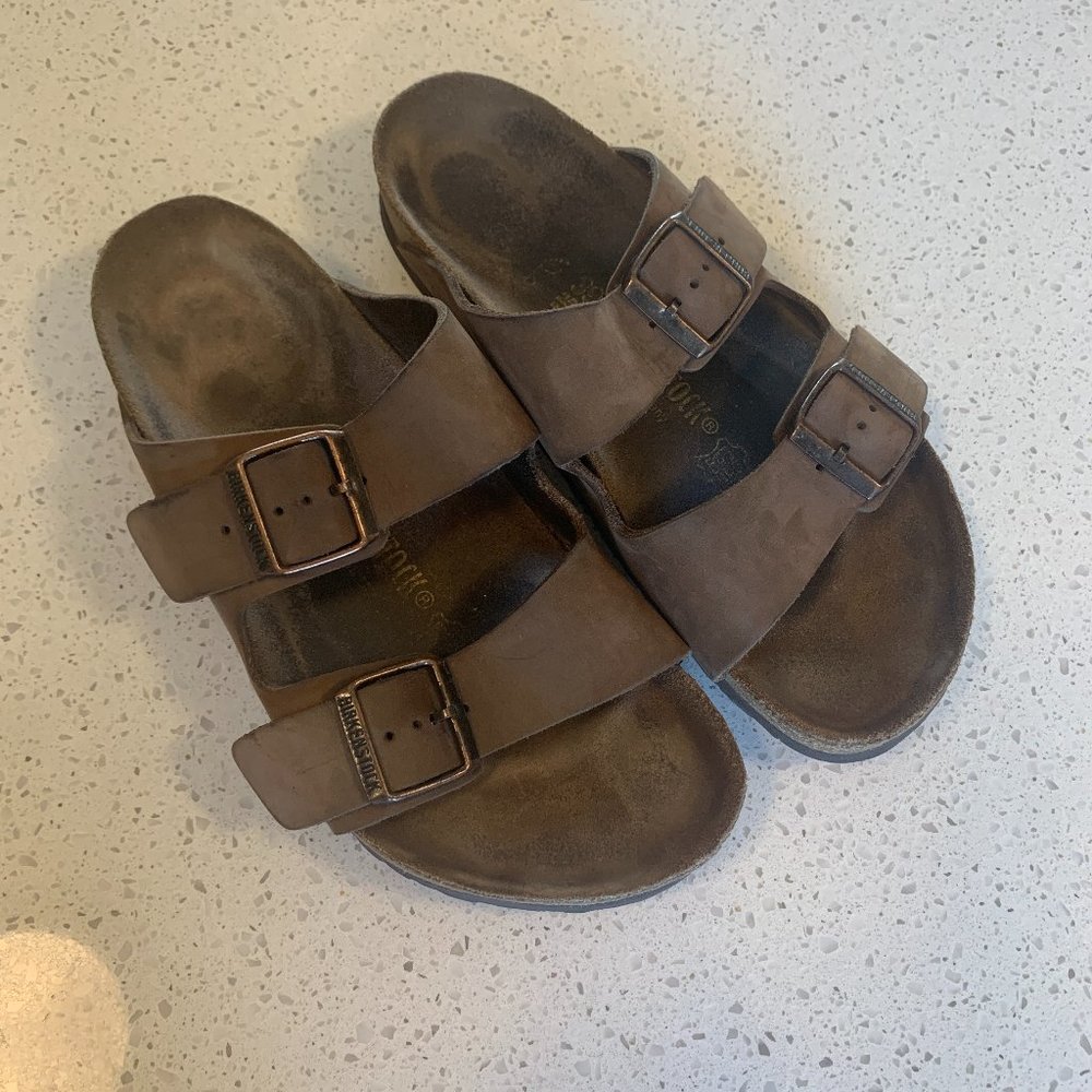 Brown Arizona two strap Birkenstocks - size 39